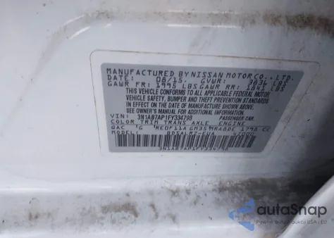 2015 Nissan Sentra Sr из США, поврежденный, VIN 3N1AB7AP1FY334798